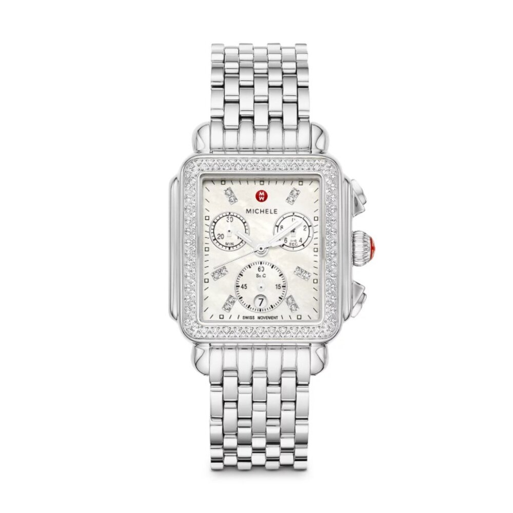 Michele Deco Stainless Diamond Watch